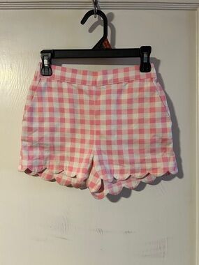Crewcuts Pink Gingham Scallop-Hem High Waist Shorts